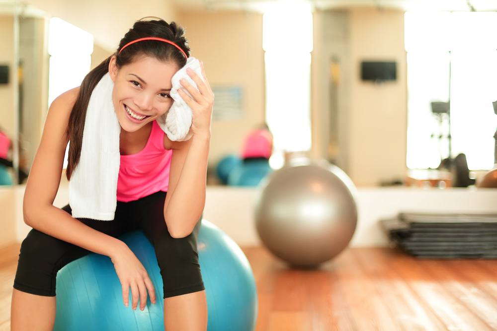 Pigtails brunette students gym