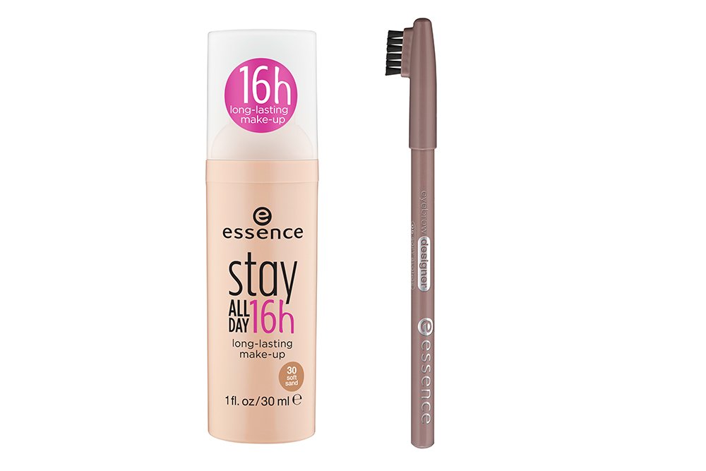 Тональная основа Essence stay all day 16h long-lasting make-up, Карандаш для бровей Essence eyebrow designer