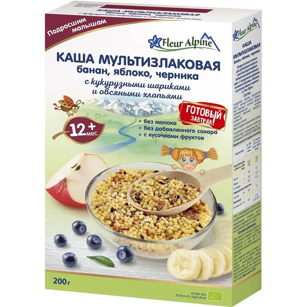 Безмолочная каша с кукурузными шариками, Fleur Alpine