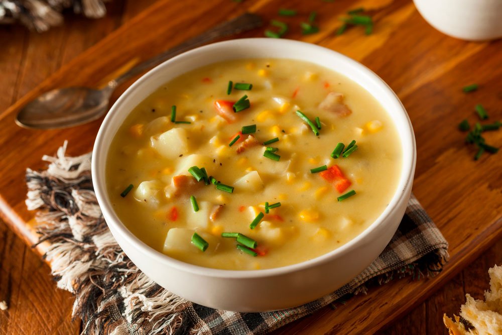 Рецепт картофельного супа с кукурузой