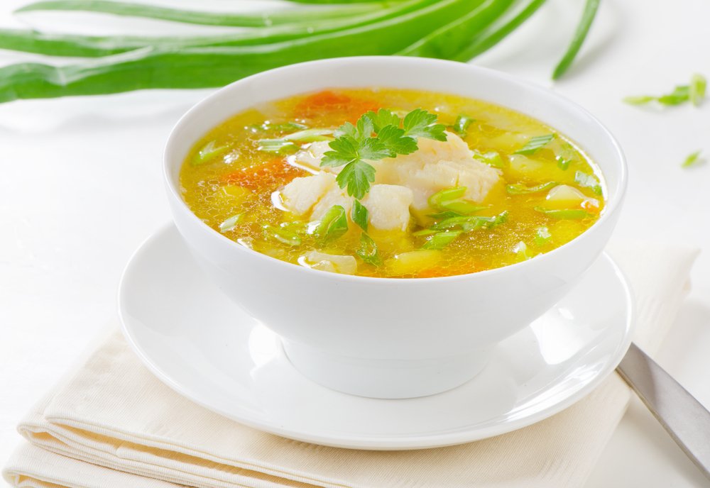 Овощной суп с судаком