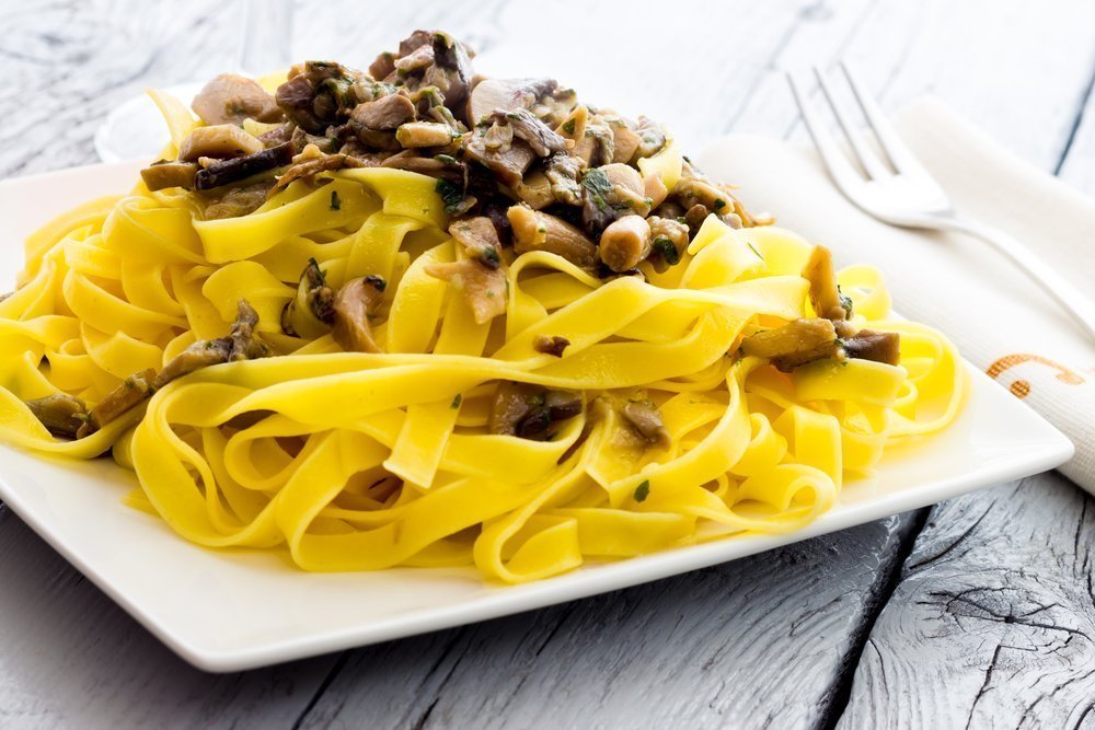 Итальянская лапша с грибами для диетического питания