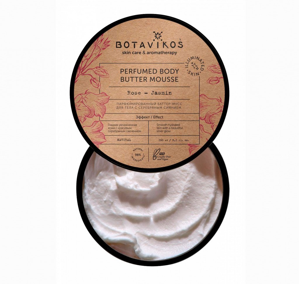 Баттер-мусс Роза + Жасмин с серебристым сиянием от Botavikos Баттер-мусс Роза + Жасмин с серебристым сиянием от Botavikos